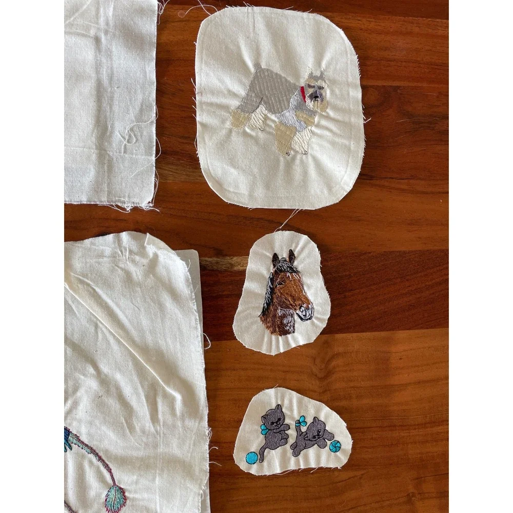 11pc Machine Embroidered Fabric Patches Lot Animals Floral Sunbonnet Sue DIY